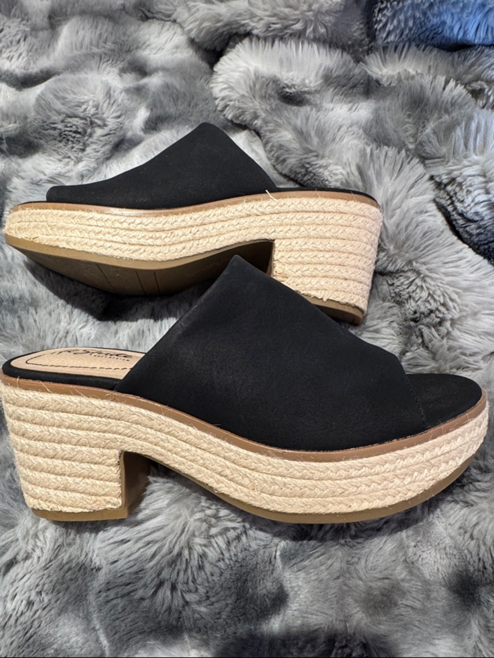 Life Stride Black Espadrille Platform Mule